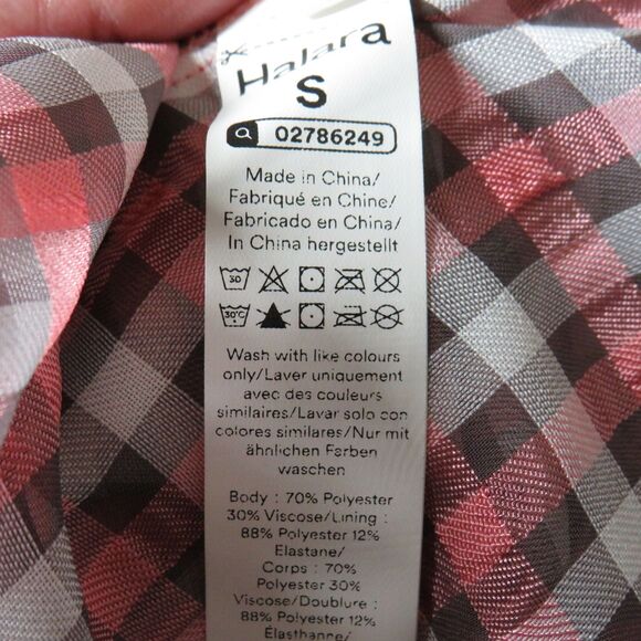 Halara Pink Multi Plaid Lightweight Flowy Ruffled Hem V Neck Dress Size Small - Picture 8 of 9